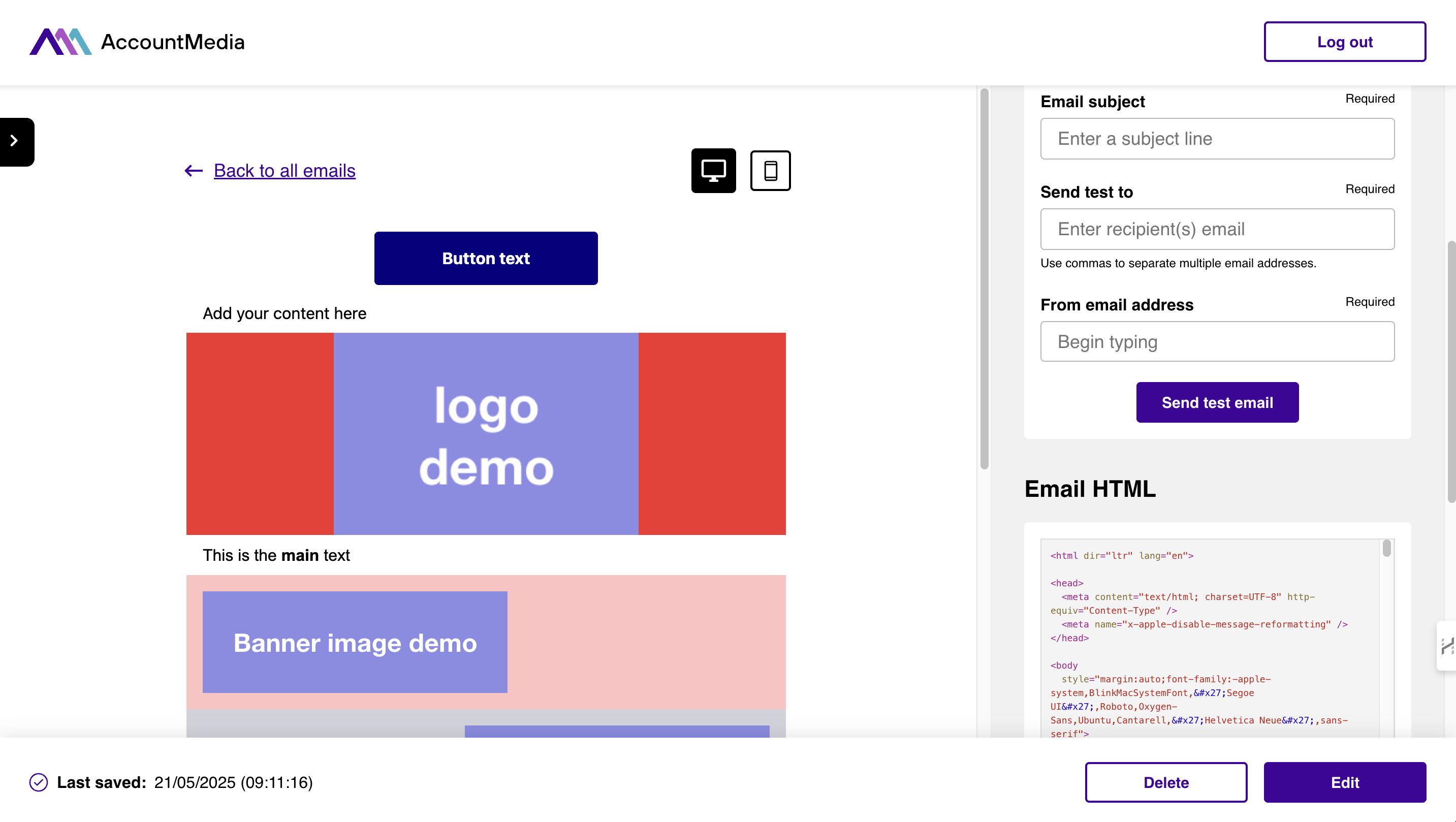 Account Media: Custom Email Template Builder