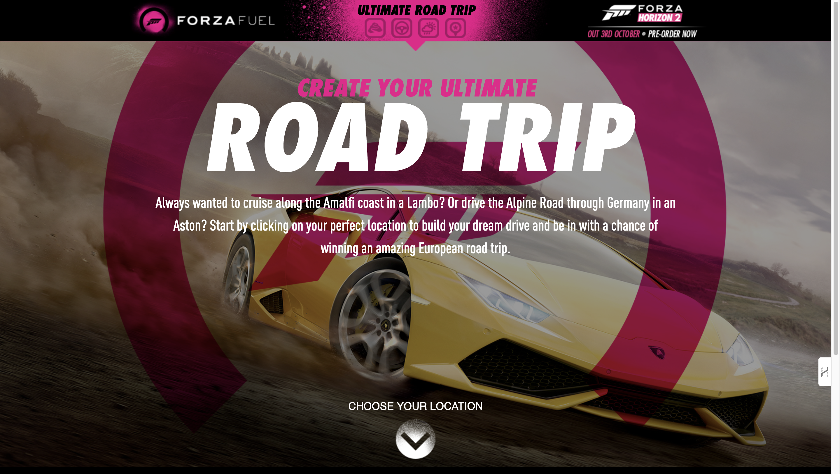 Forza & Top Gear: Interactive Competition Landing Page