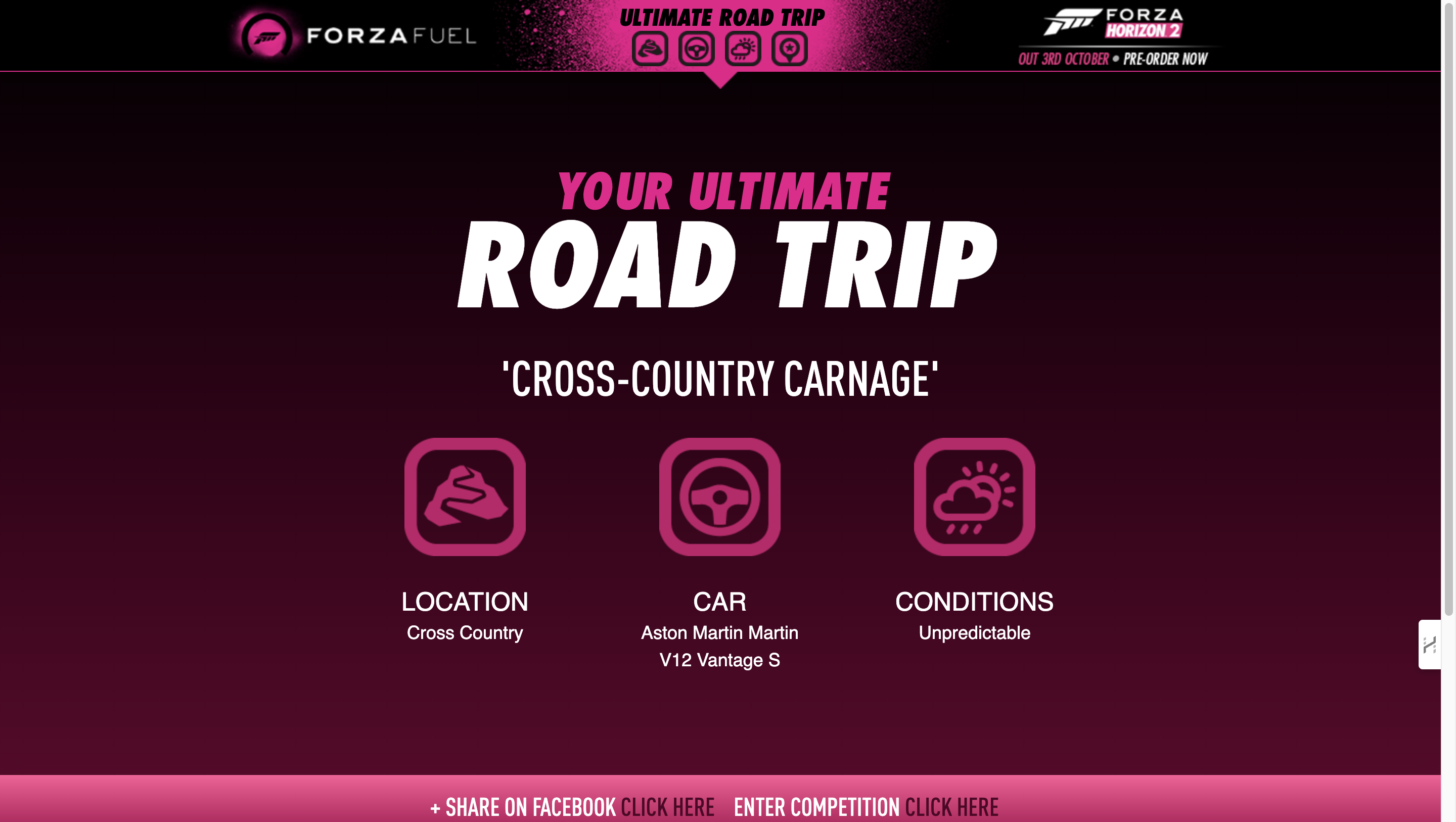 Forza & Top Gear: Interactive Competition Landing Page
