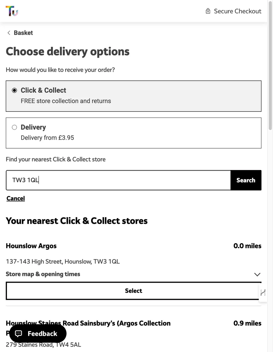 TU Clothing: Basket & Fulfilment Journey, screenshot 4